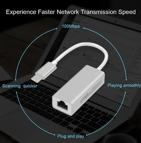 Imagen 5 de 10 de Adaptador Usb C 3.1 A Red / Ethernet / Rj45 / Aluminio