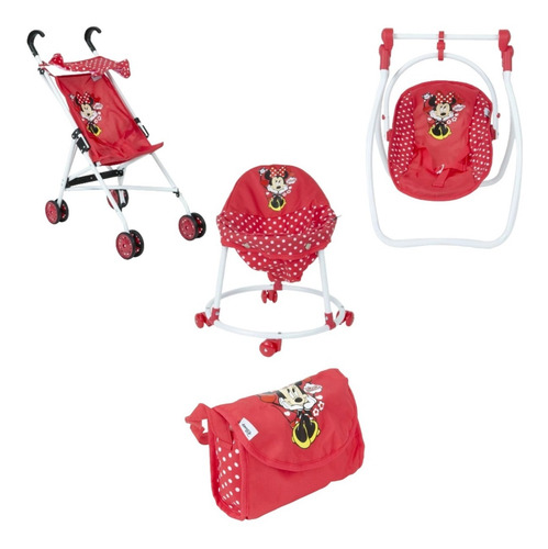 Imagen 1 de 7 de Set Accesorios Muñecas Bebes Cochecito Metal Bolso Palermo