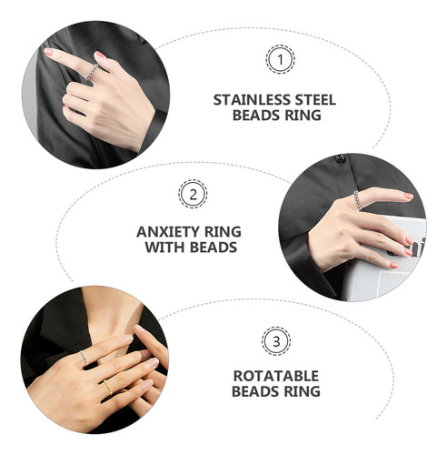 Anillo Antiestrés Y Ansiedad De Acero Inoxidable, 3 Unidades