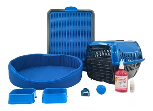 Kit Cachorro Europa Cama Transporte Educador Xixi Sim/não Cor Azul