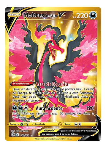 Carta Pokémon Moltres De Galar V Dourado Astros Cintilantes