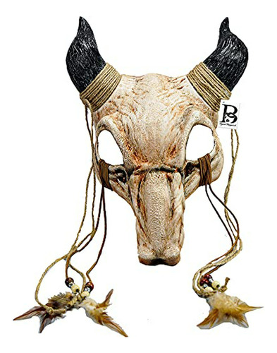 Voodoo Goat Ram Skull Horns Evil Devil Tribal Ram Masquerade