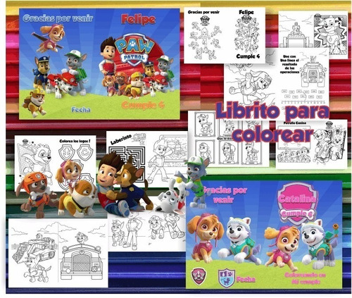 Kit Imprimible Libritos Colorear Paw Patrol Patrulla S13