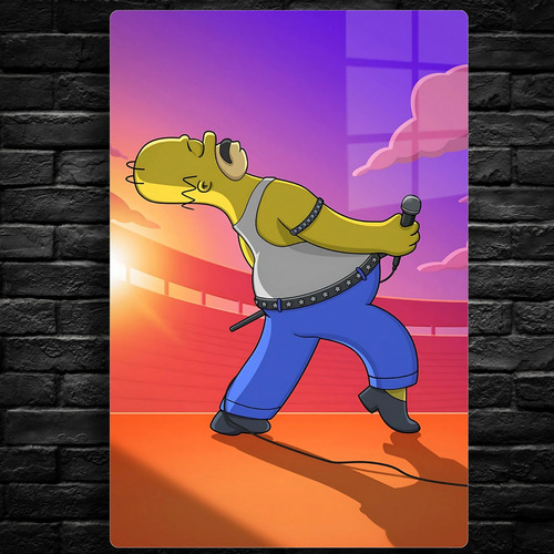 Poster Homero Queen Los Simpson Metálico + Soporte 20x30