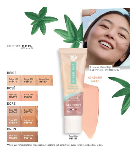 Yves Rocher - Base De Maquillaje Liquido Súper Mate 30 Ml Beige 200