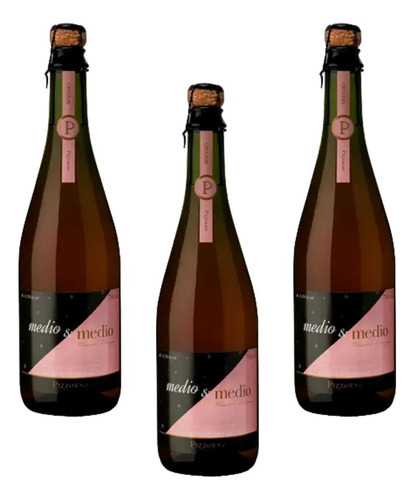 Pack X3 Vino Pizzorno Medio & Medio Rosado 750ml Febo 