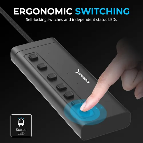 Sabrent Hub Usb C 7 Puertos 48w Con Interruptores