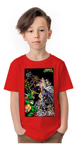 Polera Niños Tortugas Ninja Comic Art 100% Algodón Wiwi