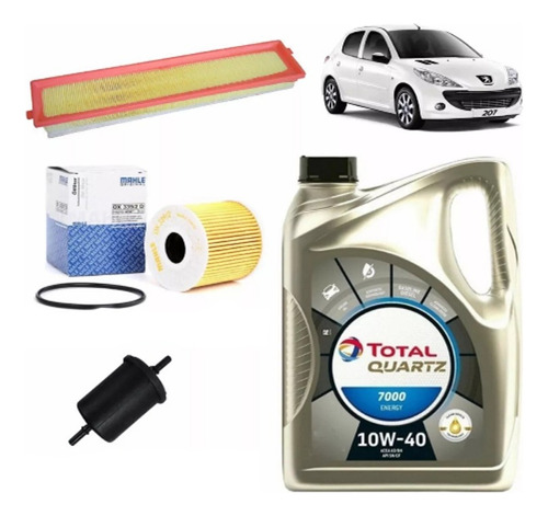 Kit X3 Filtros + Aceite Total 10w40 Peugeot 207 Compact 1,6