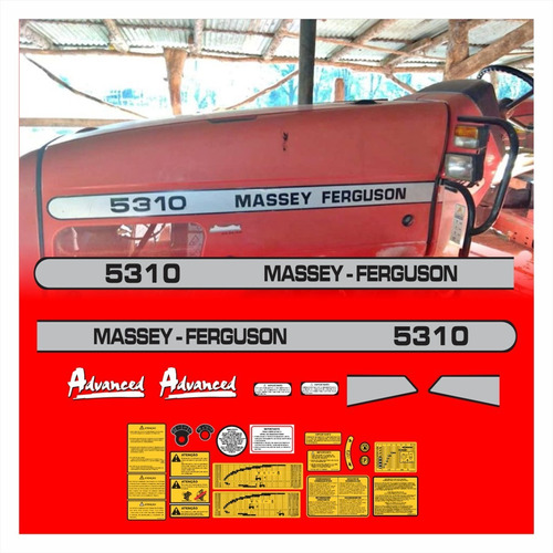 Kit Adesivos Faixas Compatível Massey Mf 5310 Advanced R488 Cor PADRÃO