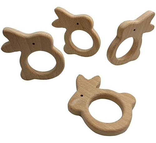 Alenybeby 5pcs Cría De Conejo De Madera Anillos De Dentición