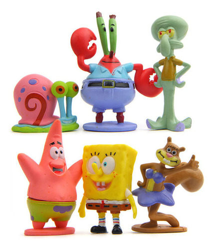 Set De 6 Esponjas Kawaii Patrick Star, De Pvc, Modelo Action