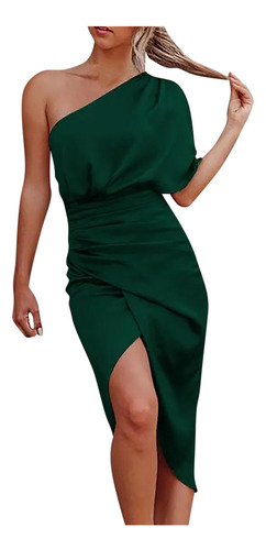 Elegante Vestido Irregular De Un Solo Hombro Para Mujer, Col