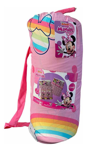 Set De Plumón Y Sábana De Minnie Mouse Arcoíris 2 Plazas