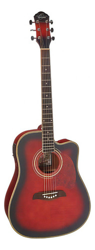 Oscar Schmidt Og2cef Bcr Guitarra Electroacústica C/ Resaque Color Rojo Orientación De La Mano Derecha