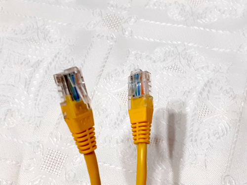 Cable De Internet Amarillo Doble Conector Rj45 1,4mt