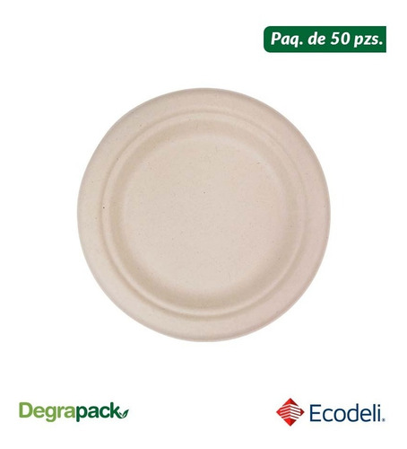 Paq Con 50 Pzs De Plato Desechable Redondo 7  Biodegradable