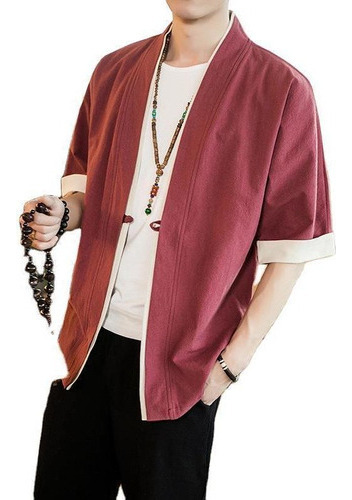 Chaqueta Kimono De Manga Corta Para Hombre