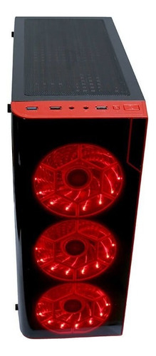 Gabinete Gaming Yeyian 2hdd 2ssd Acrilico Led Rojo Vortex /v Color Negro