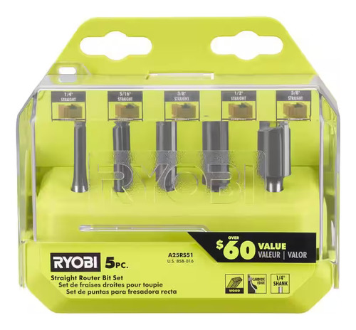 Juego De 5 Brocas Ryobi Rectas Para Router