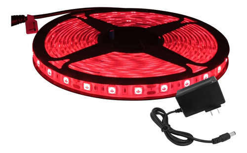 Rollo De Cinta Led  Rojo 5050 5m Antiagua Con Transformador