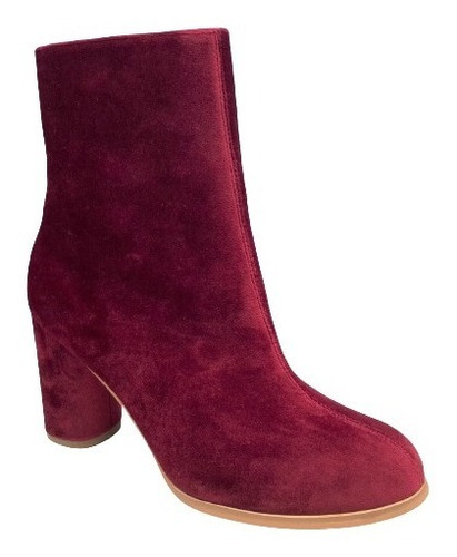 Imagen 2 de 6 de Botin Vestir Felipe Rentería Velvet Merlot Tacón Ancho