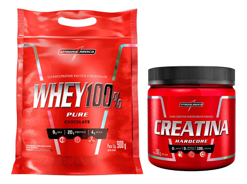 Refil Whey 100% 900g Pure + Creatina 300g - Integralmédica Sabor Baunilha