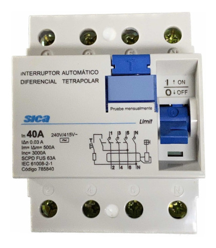 Imagen 1 de 1 de Interruptor diferencial miniatura-para riel din Sica 785840
