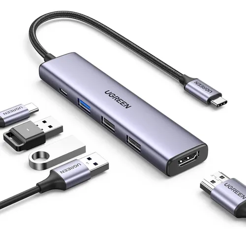 Adaptador Usb-c Ugreen, Hdmi 4k, 5 Puertos, 3 Puertos Usb-a