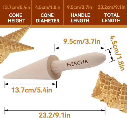 Rodillo De Cono De Madera Para Gofres Y Helado Krumkake