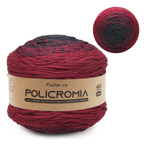 Fio Policromia Fischer 5mm Com 400mts 100% Poliéster Crochê Cor 925- Invernal