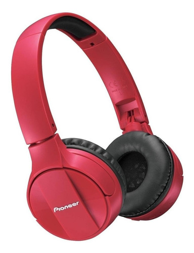 Fone de ouvido on-ear gamer sem fio Pioneer SE-MJ553BT vermelho com luz LED