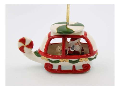 Ornamento De Árbol De Navidad De Helicóptero De Cerámica De