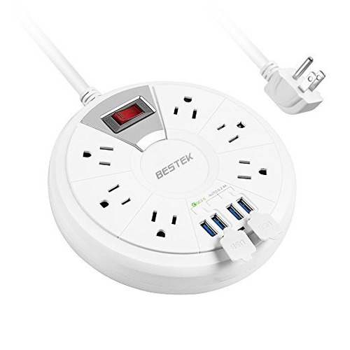 Estabilizador De Tensión De 6 Salidas Bestek Power Strip Con