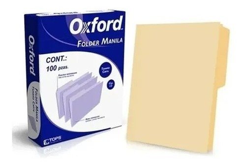 Folder Oxford Crema Tamaño Carta 1/2 Ceja Caja/100 Piezas