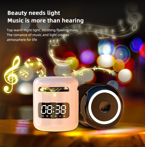 Reloj Despertador Con Bocina Subwoofer, Bluetooth, Fm, Tf