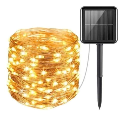 Luces Guirnalda Hada Solar Alambre 100 Led Calido 10 Metros