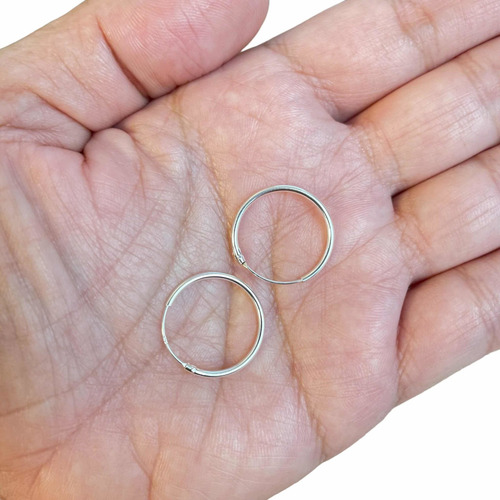 Imagen 3 de 6 de Aros Argollas Plata 925 Lisas Mini Pequeñas - Adcesorios