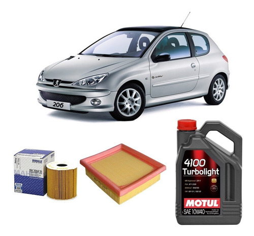 Kit 2 Filtros Peugeot 206 Nafta Y Motul 10w40 X4 2005/2012