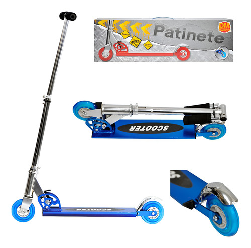Patinete Dm Radical Em Alumínio Com 2 Rodas Suporta Até 40kg