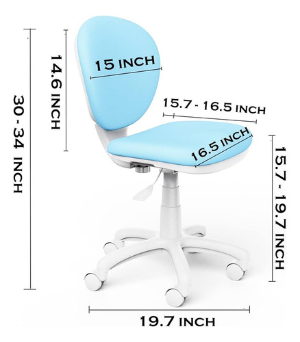 Silla De Escritorio Ergonómico Para Niños Azul Algodón