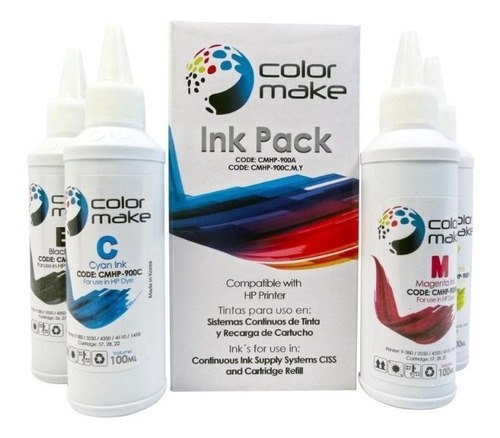 Tinta Pack Hp Canon Lexmark Color Make 4 Colores 100ml Sgi