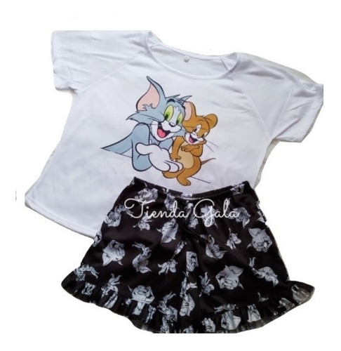 Pijama Conjunto Corto Tom Y Jerry Retro Verano Mujer