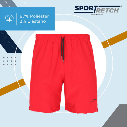 Short Deportivo Stretch Para Hombre Liso Con Bolsas Entrenar
