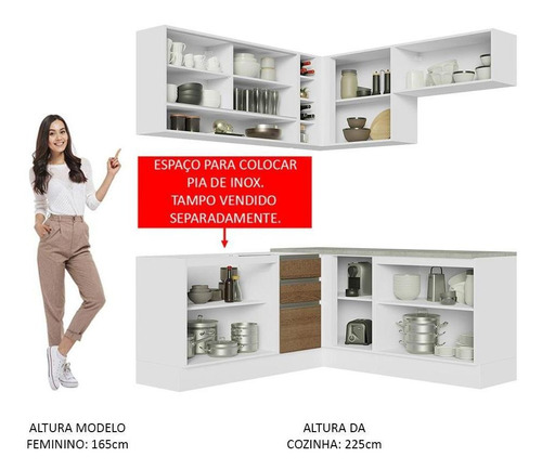 Cozinha Completa Cant Madesa Glamy 349002 C Arm Bal S Tam Br Cor Branco/Rustic
