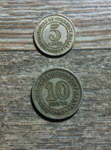 2 Monedas Rey George Vl Malaya 1950 Oferta ¡¡