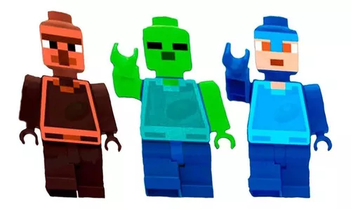 Kit com 4 itens Brinquedo Boneco Minecraft Zumbi, Pólvora, Bloco e Picareta  - LETLOR Shopping Online