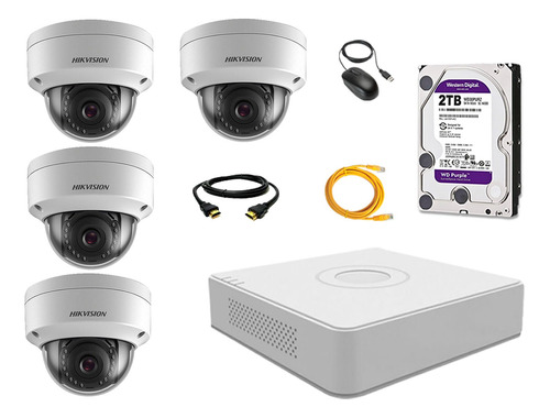 Camara Seguridad Ip Poe Interior Kit 4 Hikvision Disco 2tb