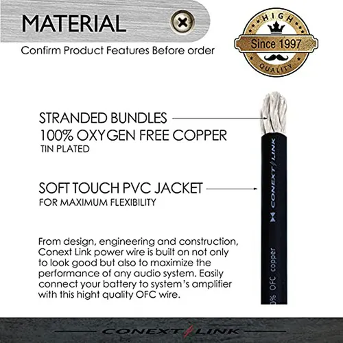 Cable De Poder Bat 25ft 8awg Ofc Cobre Negro Conext Link