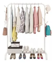 Comprar Perchero Simple Organizador De Ropa MTL Hierro Reforzado 150 Cm De Alto Estilo Clásico Color Blanco Estante Inferior Para Zapatos Accesorios Prendas Colgantes Hogar Dormitorio Lavadero